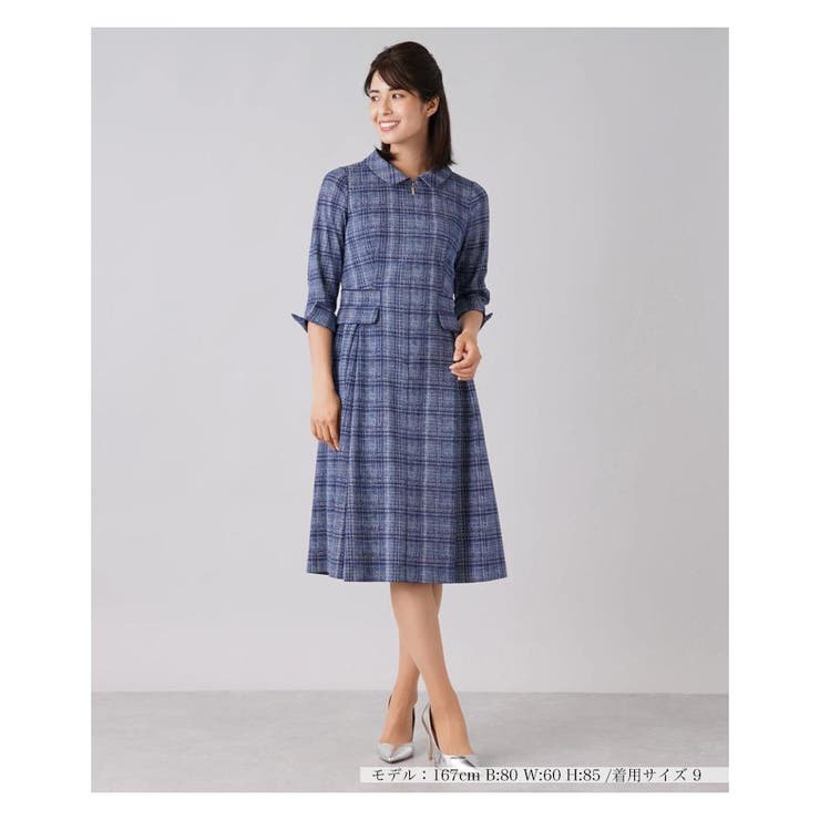 レリアン　長袖ワンピース　チェック チェック柄ワンピース[品番：LAVW0004862]｜Leilian（レリアン