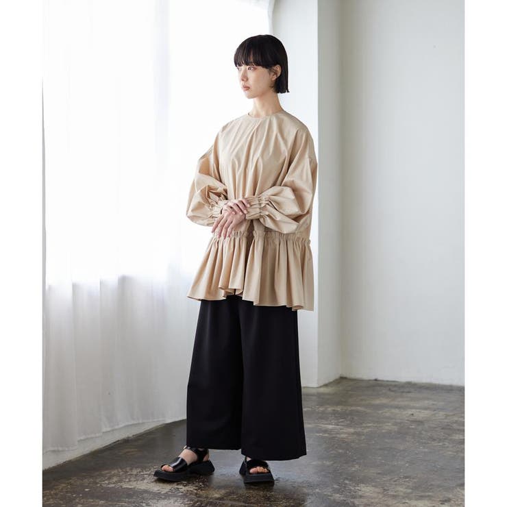 LANVIN en Bleu ストレッチブロードギャザーチュニックランバン