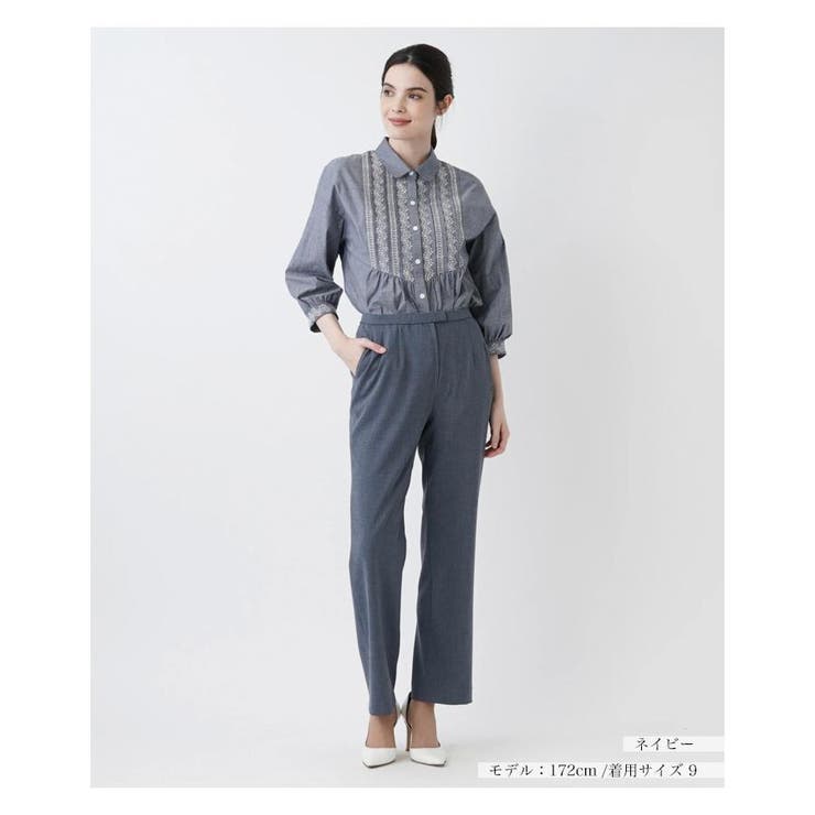 新品 leilian ネイビー × ホワイト シャツ パンツ セットアップ 新品 leilian ネイビー × ホワイト シャツ パンツ セットアップ