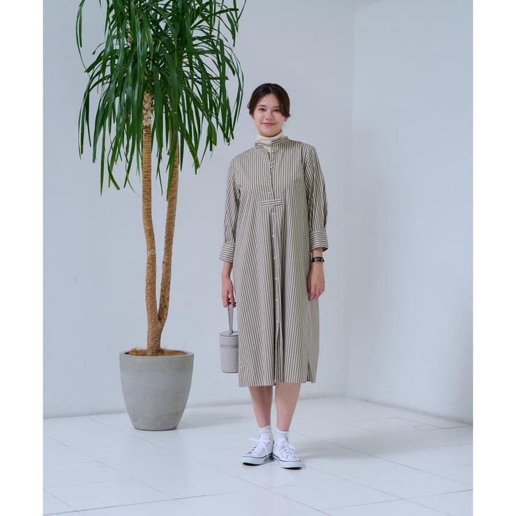 洗える ストライプシャツワンピース[品番：LAVW0016947]｜CARA O