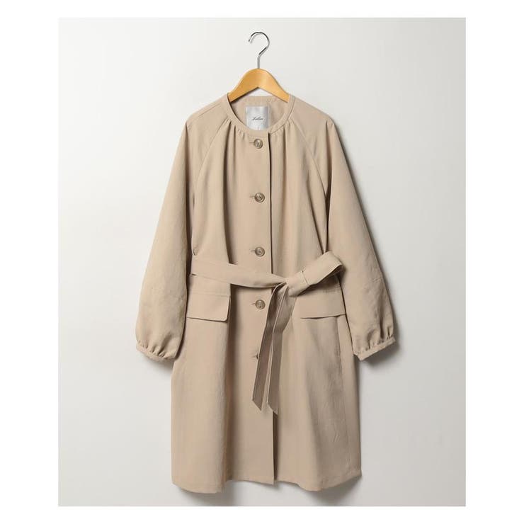 Leilian ノーカラースプリングコート ベルテッド ベージュ 7 ノーカラースプリングコート[品番：LAVW0002808]｜Leilian PLUS HOUSE