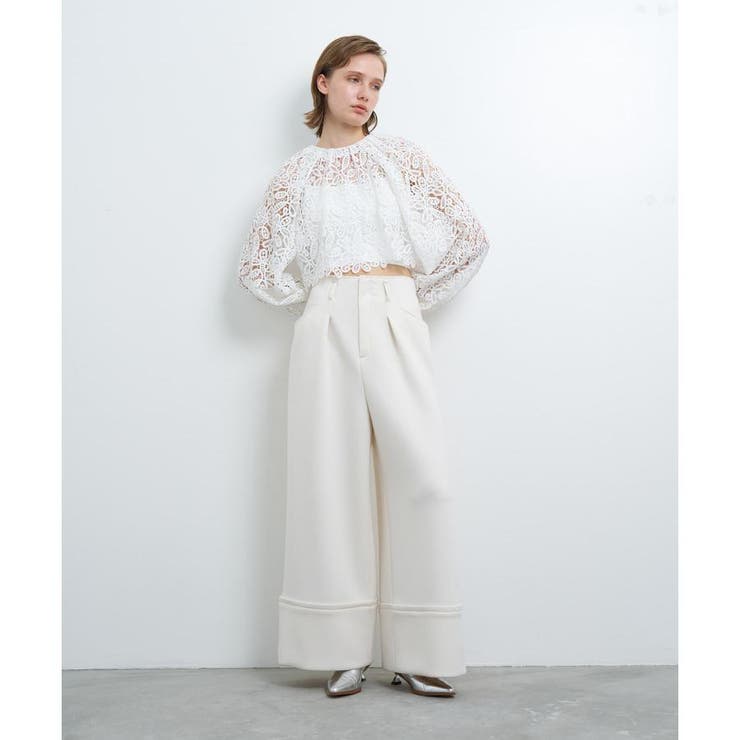 ラインフラワーレースブラウス[品番：LAVW0016682]｜LANVIN en Bleu 