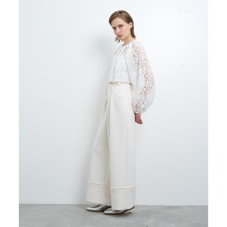 ラインフラワーレースブラウス[品番：LAVW0016682]｜LANVIN en Bleu 