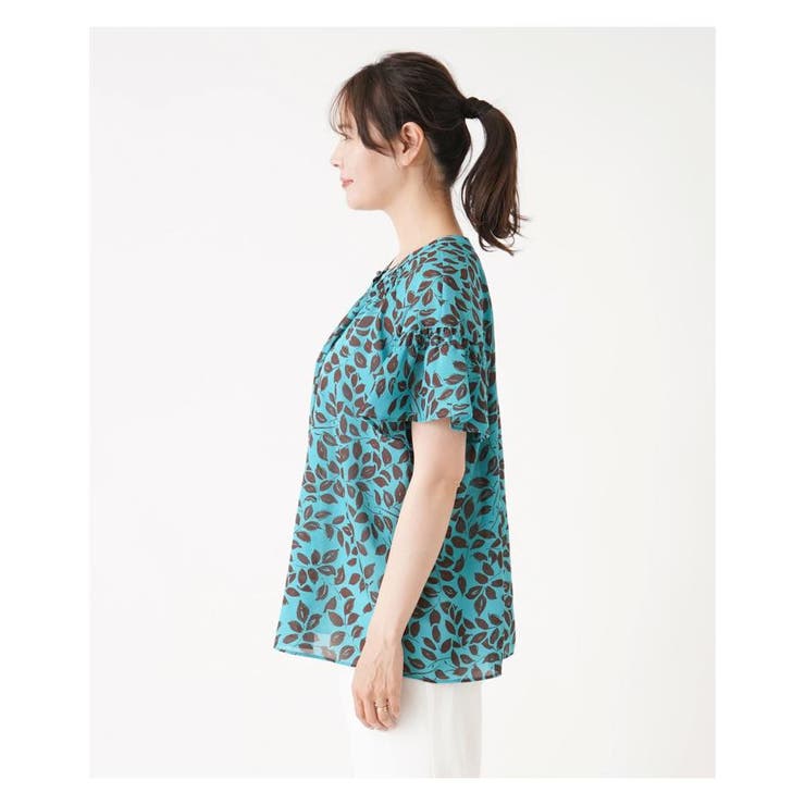 プリントノーカラーブラウス | Leilian PLUS HOUSE | 詳細画像9