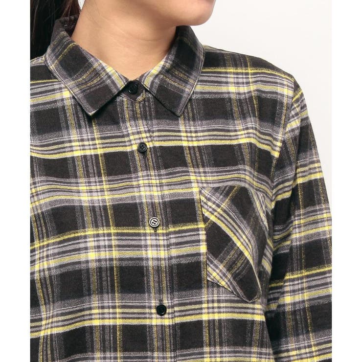 レリアン【9】長袖シャツ ボタンシャツ トップス チェック柄 胸ポケット
