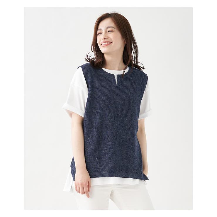 ネイビー | ニットベスト | Leilian PLUS HOUSE
