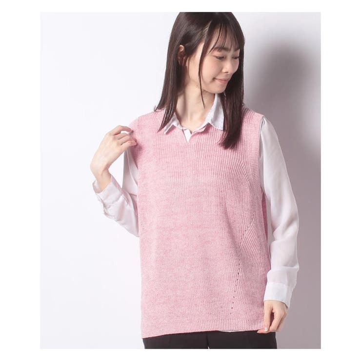 ピンク | ニットベスト | Leilian PLUS HOUSE