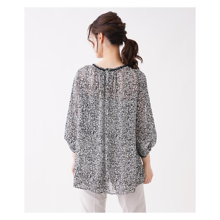 ボタニカル柄7分袖スモックブラウス | Leilian | 詳細画像13