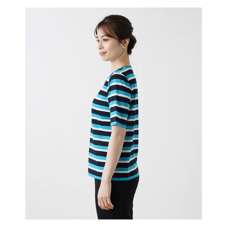 Leilian レリアン　新品未使用　トップス　ボーダー　ブラウン ボーダーTシャツ[品番：LAVW0016346]｜Leilian（レリアン