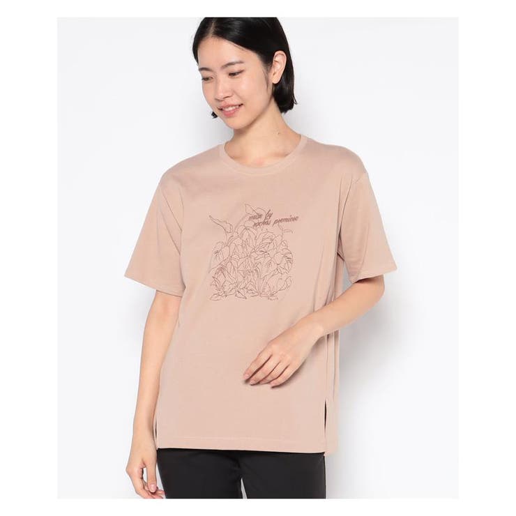 リーフ オファー 柄 ｔシャツ 女