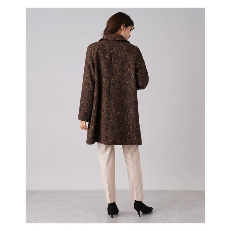 未使用 レリアン ネップツイードステンカラーコート ショートコート