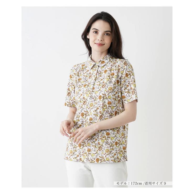 美品　LEONARD フラワープリント ポロシャツ サイズ44 フラワープリントポロシャツ[品番：LAVW0016139]｜Leilian