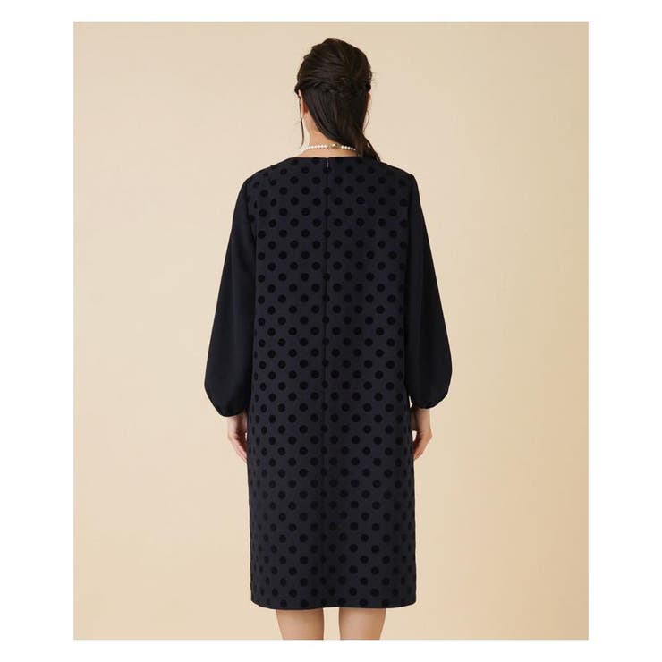 フロッキードット切替ワンピース[品番：LAVW0006725]｜Leilian PLUS