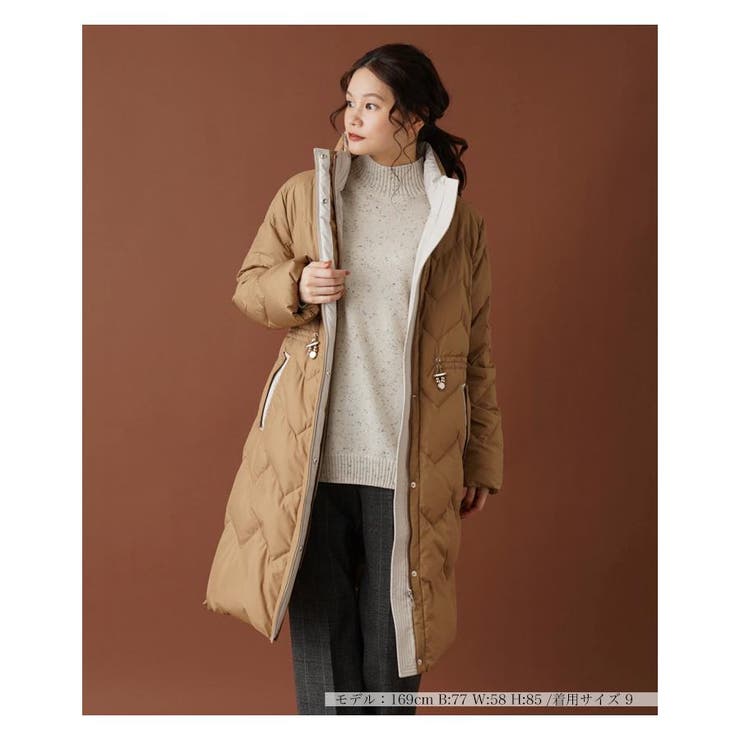 レリアン フォックスファー付き ロングコート ブラウン 11号 leilian 