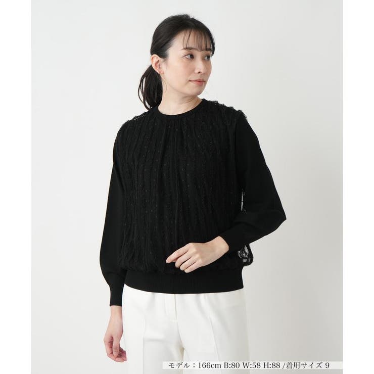 チュール切替クルーネックニット[品番：LAVW0019150]｜Leilian 