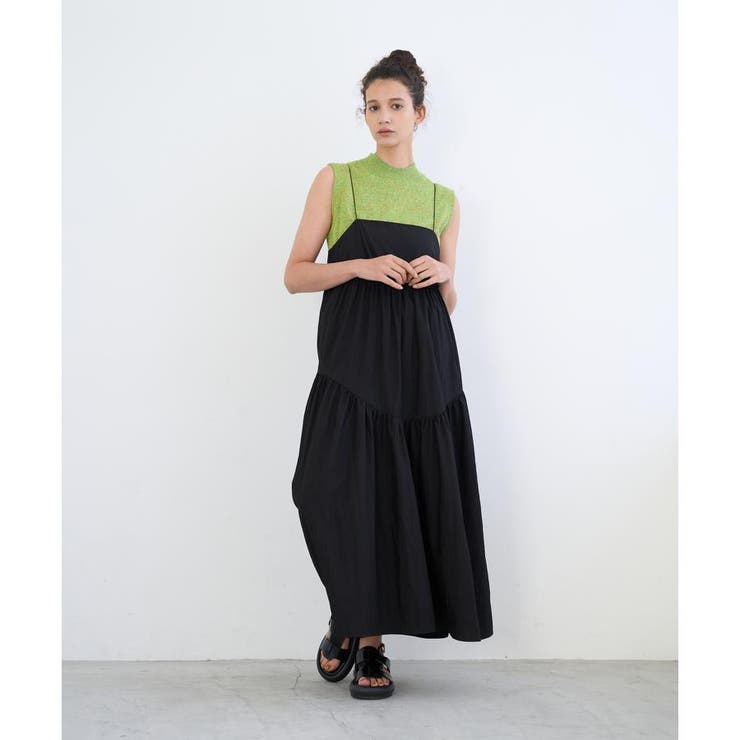 ランバンオンブルー　ティアード 切り替え ドッキング ロング ワンピース M 楽天市場】LANVIN en Bleu ランバンオンブルー ドッキング