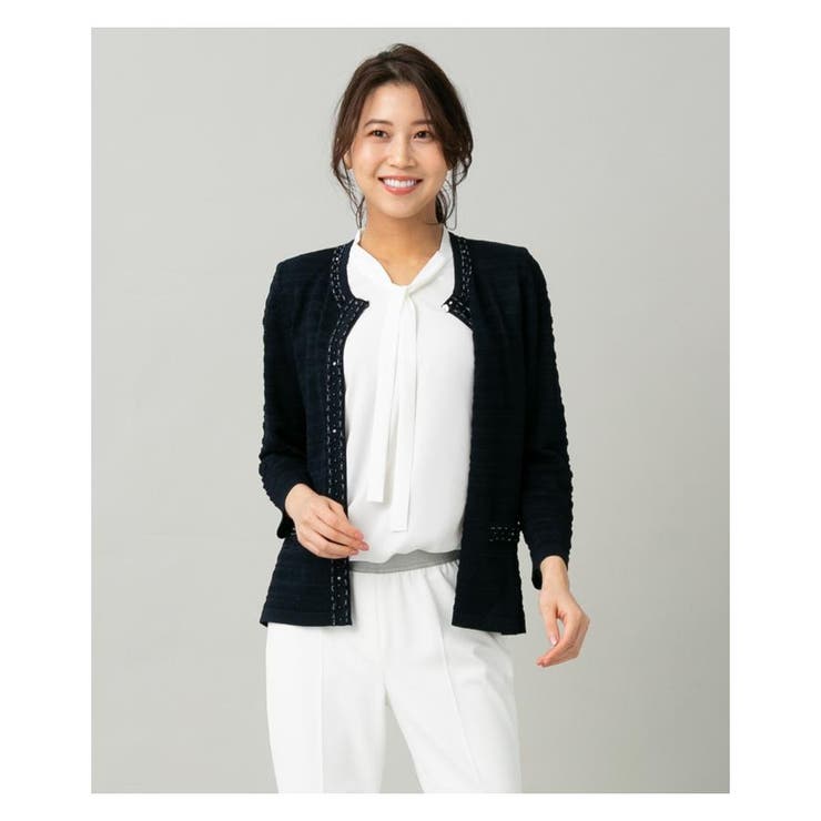 ノーカラーカーディガン[品番：LAVW0006794]｜Leilian（レリアン）の