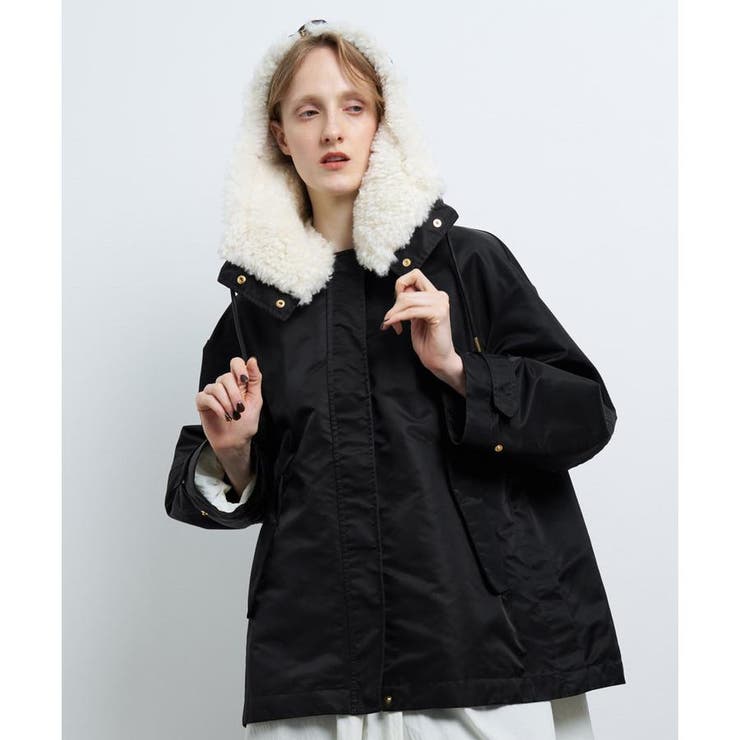 フェイクファーコンビナイロンツイルミディコート[品番：LAVW0017511