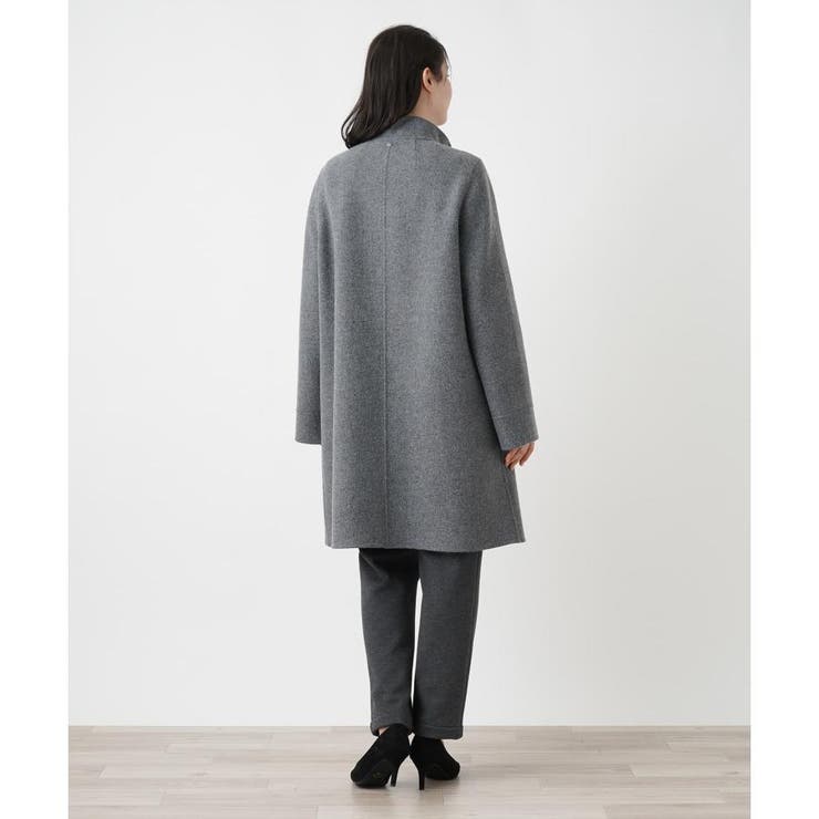 PURE CASHMERE】ピュアカシミヤ 灰色系 ステンカラーコート