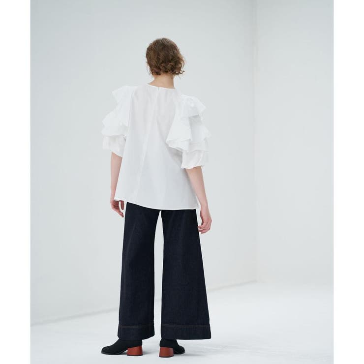 コットンフリルスリーブブラウス[品番：LAVW0011014]｜LANVIN en