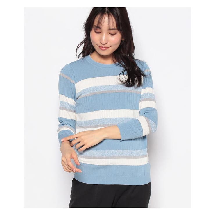 ブルー | ボーダーニットプルオーバー | Leilian