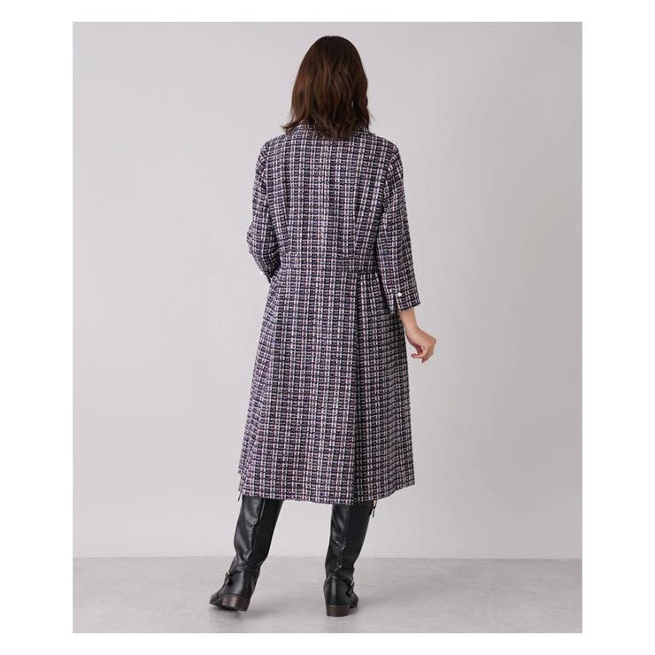 美品⭐️22AW レリアン フロントジップ ツイードワンピース パール S