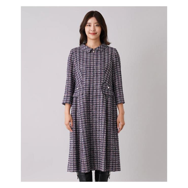 フロントジップツイードワンピース[品番：LAVW0006063]｜Leilian PLUS