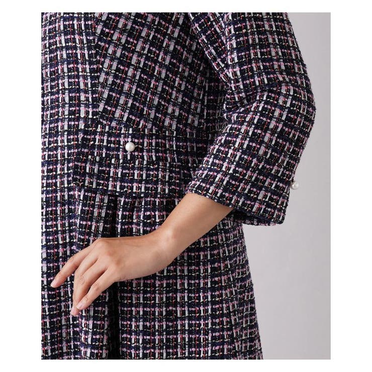 美品⭐️22AW レリアン フロントジップ ツイードワンピース パール S