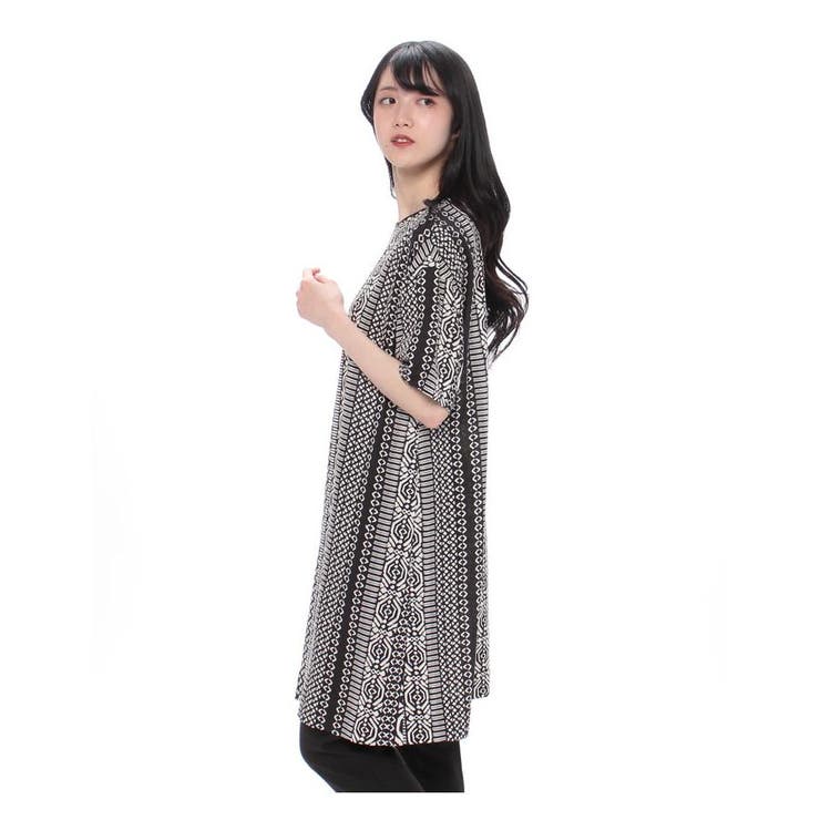 Leilian レリアン総柄チュニックブラウス