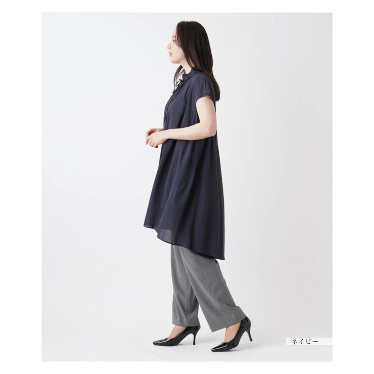 レリアン 【洗える】ロング　ブラウス　チュニック 洗えるきれいめチュニックブラウス | Leilian (Women)/レリアン