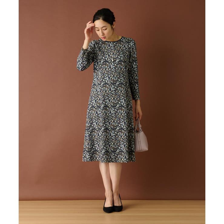 【美品】Leilian レリアン　レースタックワンピース　コットン　ゆったり レース切替タックワンピース【セレモニー】 | Leilian (Women