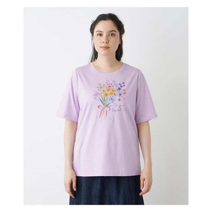 美品 レリアン Leilian 大きいサイズ 15+ コットンシャツ ピンク系 T 