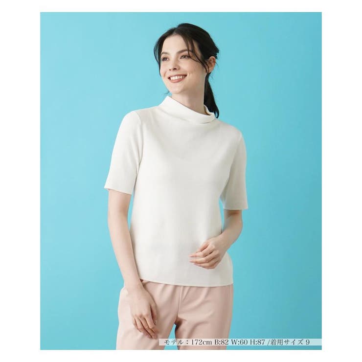 G9584*極美品☆leilian レリアン☆半袖☆カットソー☆ベージュ☆11. 半袖カットソー【Leilian WHITE LABEL】|レリアン | レリアン