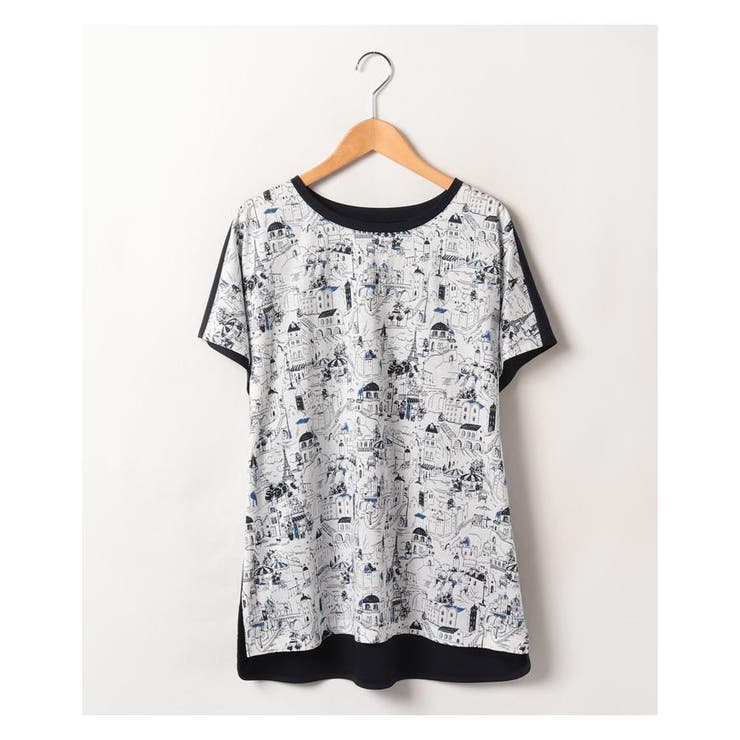 イラスト柄切り替えクルーネックカットソー | Leilian PLUS HOUSE | 詳細画像1