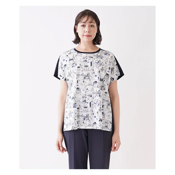 イラスト柄切り替えクルーネックカットソー | Leilian PLUS HOUSE | 詳細画像9