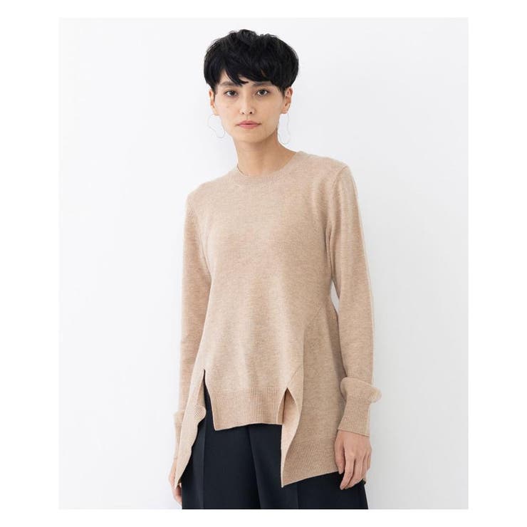 ランバンオンブルー ニットポンチョ キャメル アシンメヘムニット[品番：LAVW0006587]｜LANVIN en Bleu（ランバン