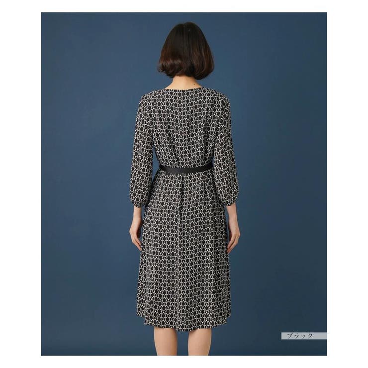 洗える幾何学柄フレアワンピース[品番：LAVW0013439]｜Leilian