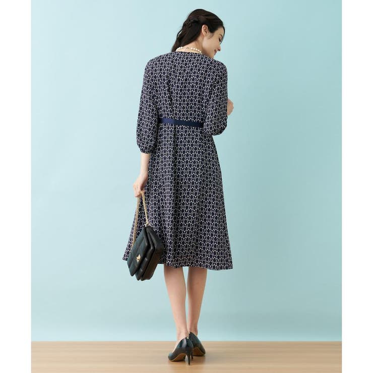 洗える幾何学柄フレアワンピース[品番：LAVW0013439]｜Leilian