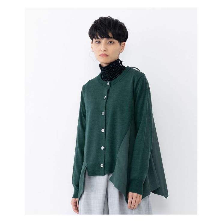 布帛コンビカーディガン[品番：LAVW0006774]｜LANVIN en  Bleu（ランバンオンブルー）のレディースファッション通販｜SHOPLIST（ショップリスト）