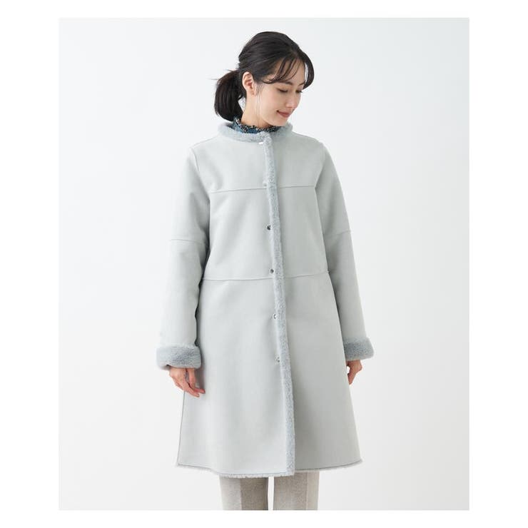 フェイクムートンノーカラーコート[品番：LAVW0006865]｜Leilian