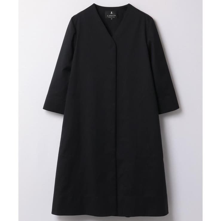 ネイビー | Vネックノーカラーコート | LANVIN COLLECTION