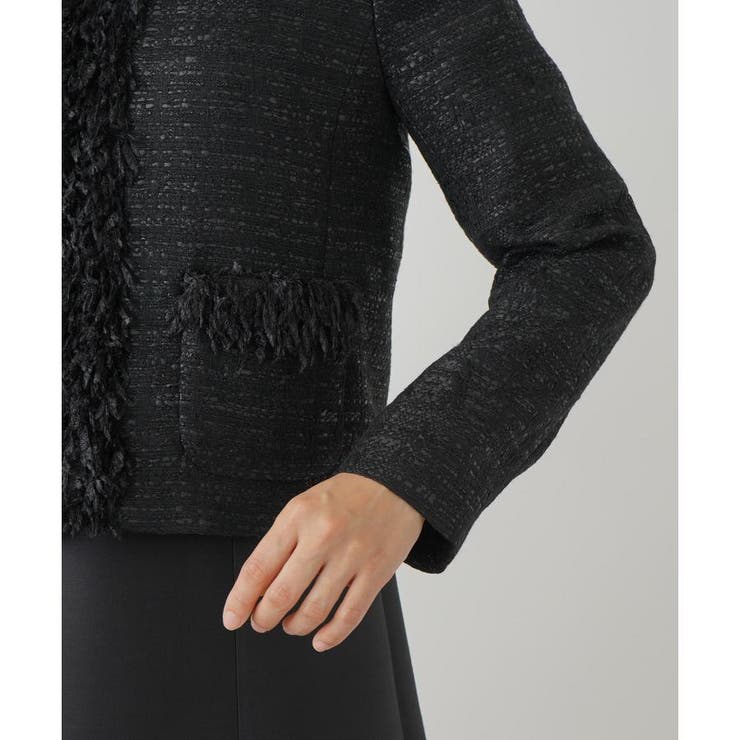 美品！Leilian レリアンノーカラーツイードスーツラメ11号