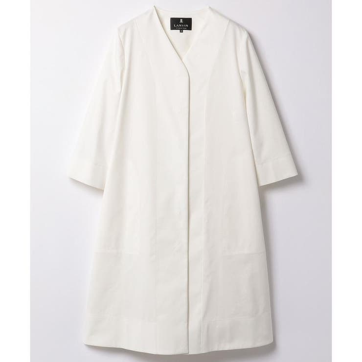 ホワイト | Vネックノーカラーコート | LANVIN COLLECTION