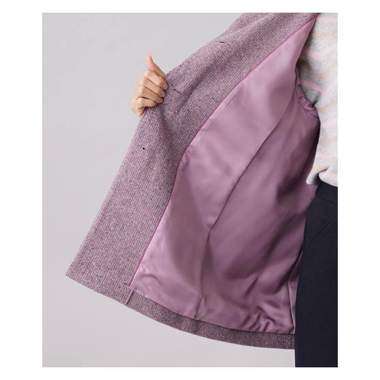 【高級】レリアン　ジャケット　ツイード　ピンク　紫