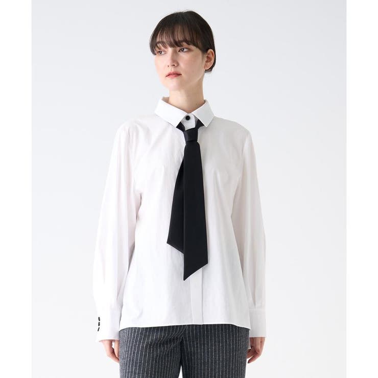 ボウタイ付きシャツブラウス[品番：LAVW0017429]｜LANVIN