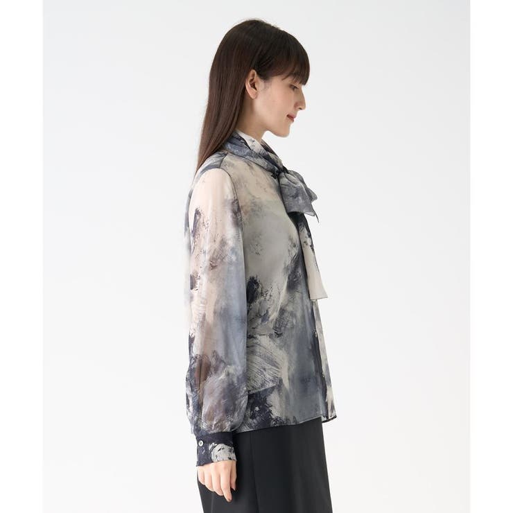 フラワーモチーフシネプリントブラウス[品番：LAVW0017558]｜LANVIN 
