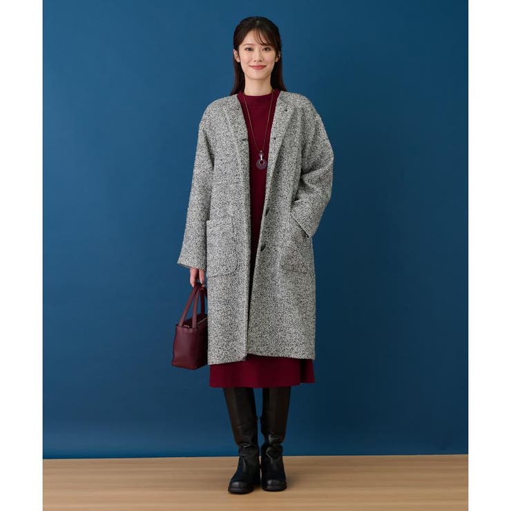 ツイードノーカラーコート[品番：LAVW0018547]｜Leilian（レリアン）の