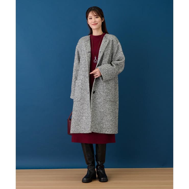 ツイードノーカラーコート[品番：LAVW0018547]｜Leilian（レリアン）の