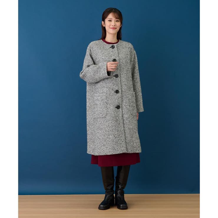 y*5様 レリアン 近年モデル ブルー系ツイードノーカラーコート11L ツイードノーカラーコート[品番：LAVW0018547]｜Leilian（レリアン）の