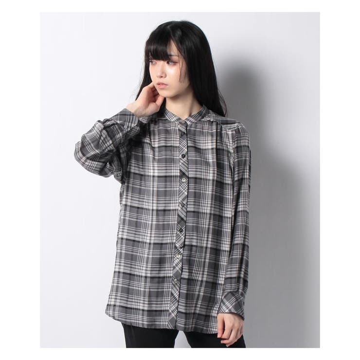 リボンベルト付きチェック柄ブラウス[品番：LAVW0000579]｜Leilian 